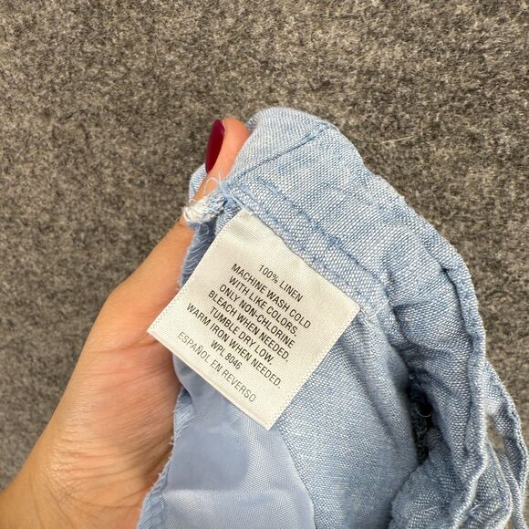 JM Collection Pants Women 10P Petite Blue High Rise Drawstring Linen Flat Front - Picture 7 of 8